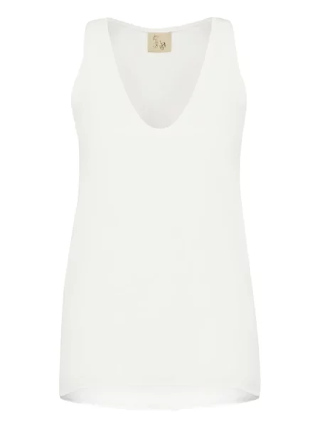 Top Paula de mătase cu decolteu în V alb