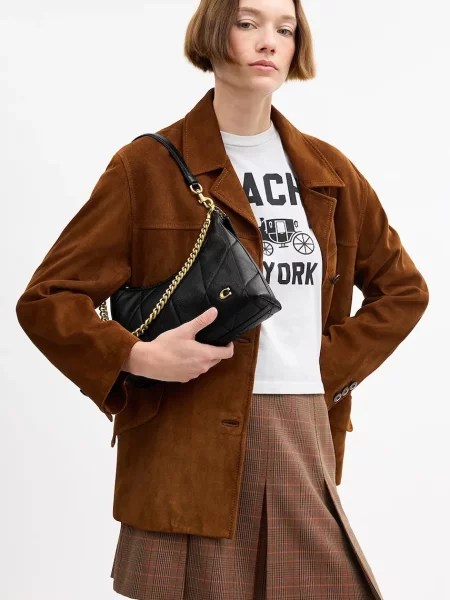 Кожаная стеганая сумка через плечо Coach