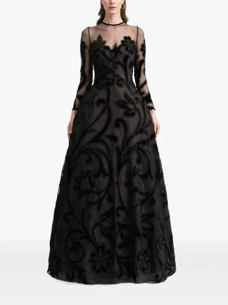 Rochie Gemy Maalouf cu model floral plasă negru
