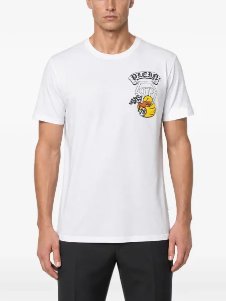 Tricou Philipp Plein din jerseu alb
