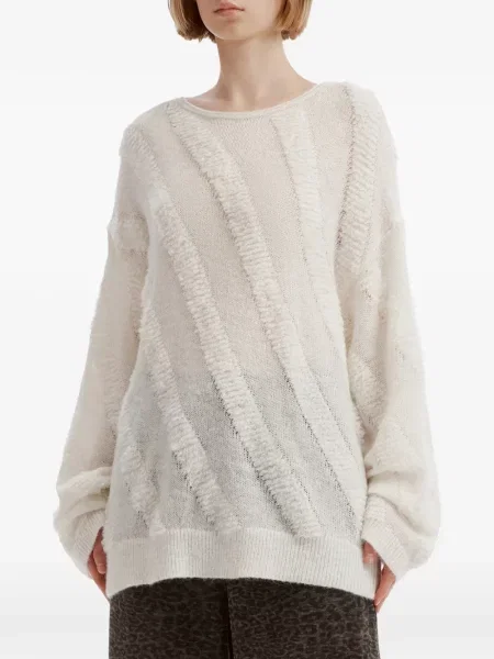 Pulover Tout A Coup cu decolteu barcă alb