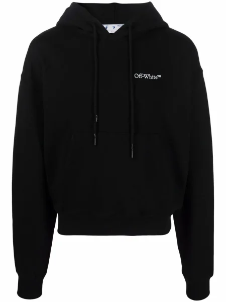 Hanorac cu glugă Off-white cu imagine alb