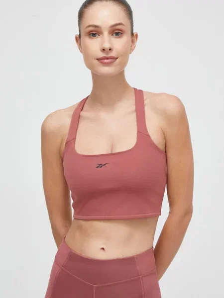 Топ за йога Reebok розово винено червено