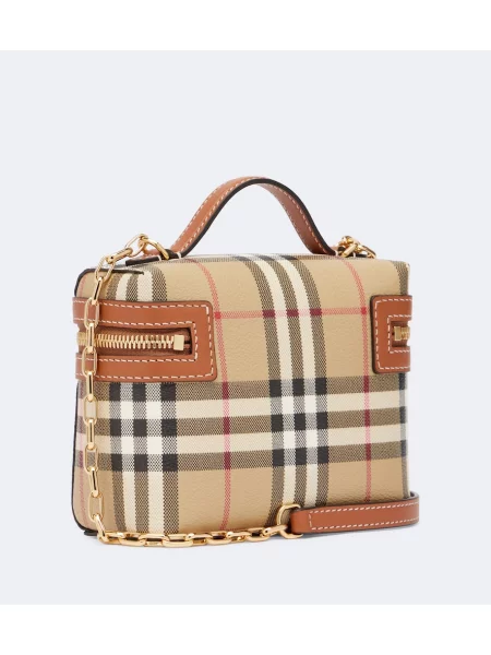 Geantă Burberry în carouri bej