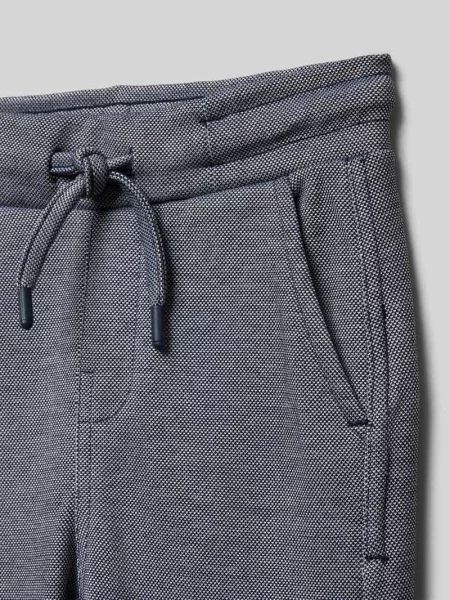 Spodnie dresowe o kroju straight fit ze strukturalnym wzorem Blue Seven granatowe