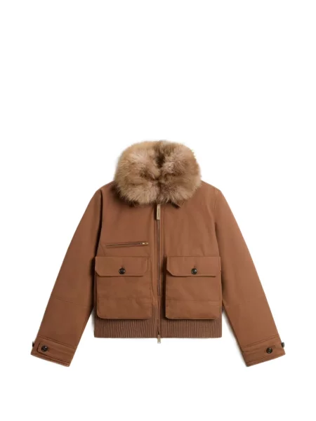 Gulerat geacă bomber Woolrich cu blană maro