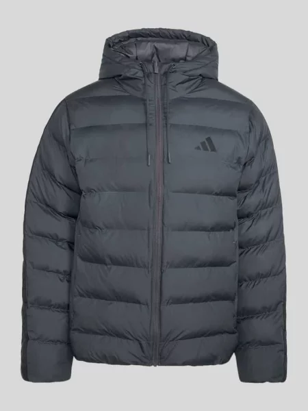 Kurtka pikowana z kapturem o kroju regular fit Adidas szara