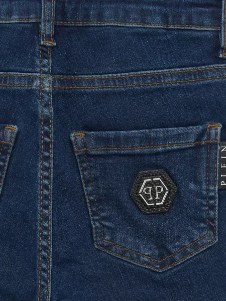 Jeansy straight leg dziecięce Philipp Plein niebieskie