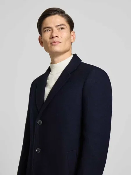 Płaszcz krój slim fit z mieszanki wełny model Hyde' Boss granatowy