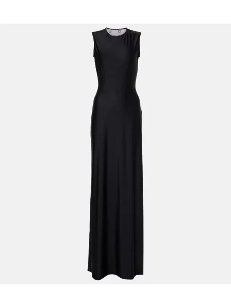 Rochie maxi Marine Serre din jerseu drapată de costum negru