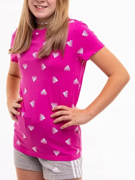 Koszulka dla dzieci adidas Brand Love Print Cotton Tee różowa
