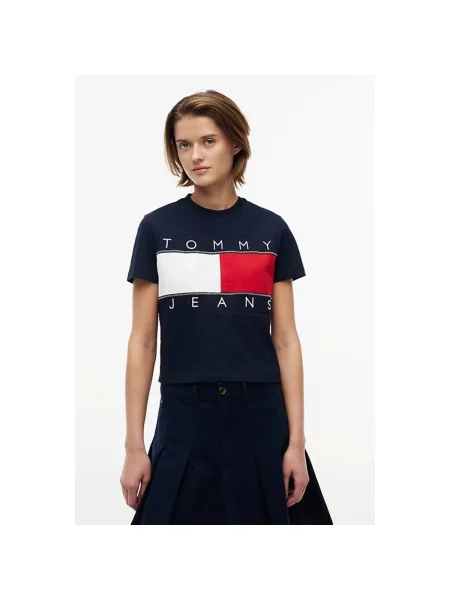 Tommy Jeans Póló sötétkék / piros / fehér kék