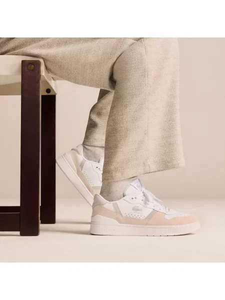 Lacoste Skórzane Sneakersy T-Clip Set biały