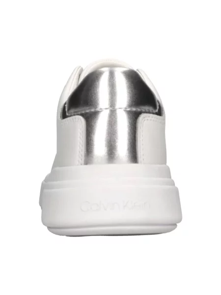 Trampki Calvin Klein sznurowane na platformie koronkowe białe