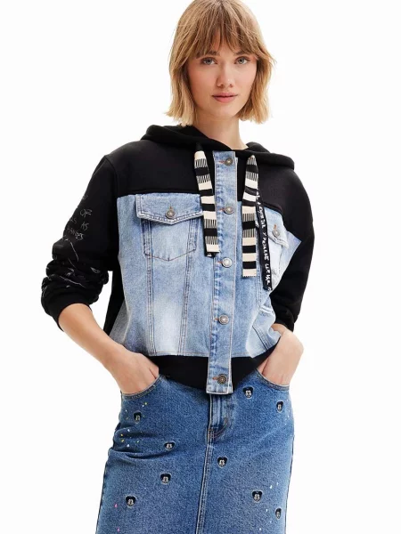 Дънкова пола Desigual къс модел със стандартна кройка синьо