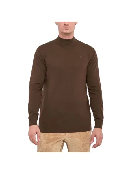 Sweter z golfem Karl Lagerfeld do golfa brązowy