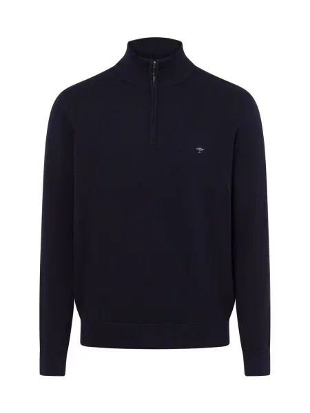 Bluza z kołnierzem z wyhaftowanym logo Fynch-hatton niebieska