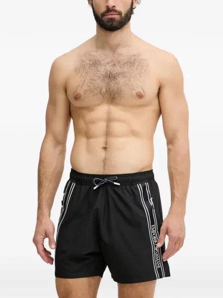 Slip de baie Emporio Armani cu autograf negru