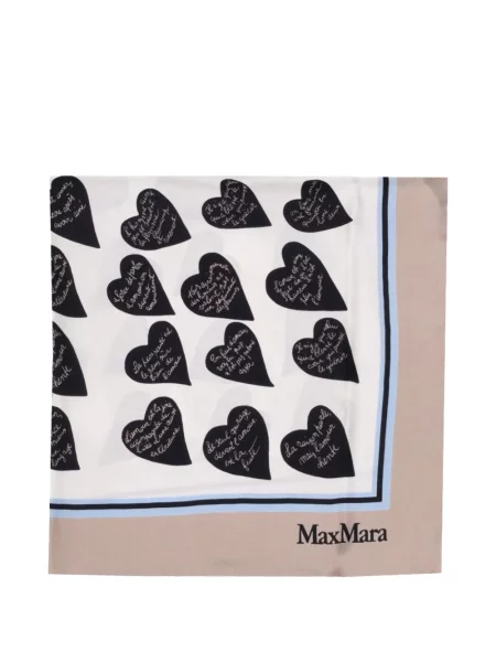 Fular Max Mara cu imagine cu motiv cu inimi alb