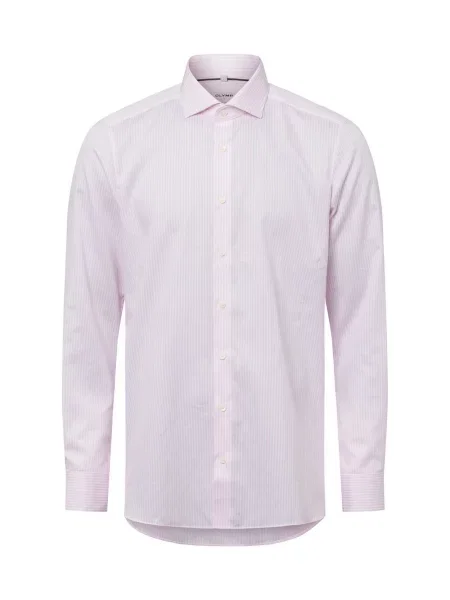 Olymp Level Five OLYMP koszula biznesowa Mężczyźni Slim Fit różowy|biały w paski 41 biała