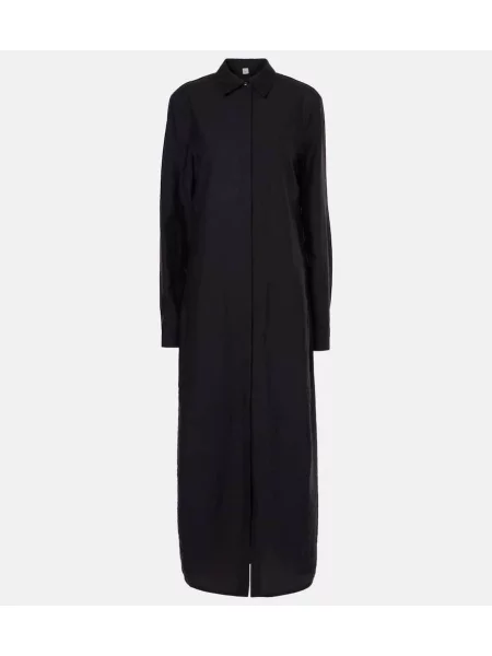 Jedwabna sukienka koszulowa Toteme garniturowa niebieska