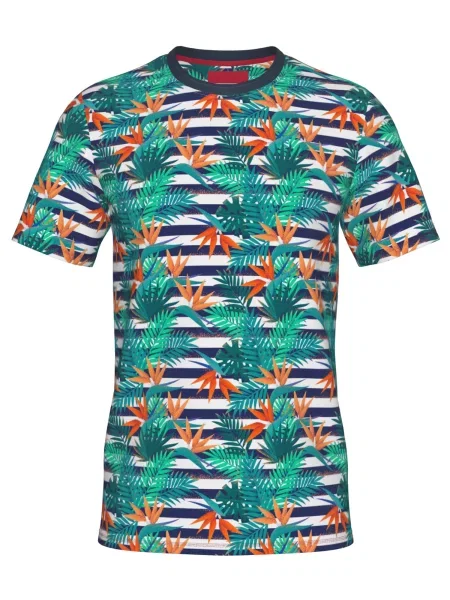 Line One Λειτουργικό μπλουζάκι Line One Rundhals T-Shirt mit Print γαλαζοπράσινο / σκούρο πορτοκαλί