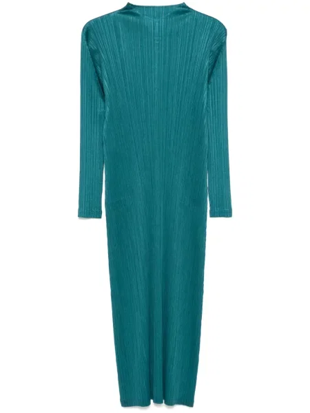 Rochie midi Pleats Please Issey Miyake plisată până la genunchi de costum verde