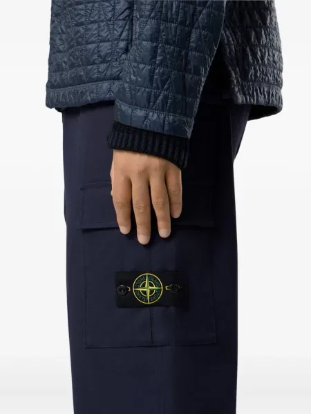 Pantaloni Stone Island cu strasuri albastru