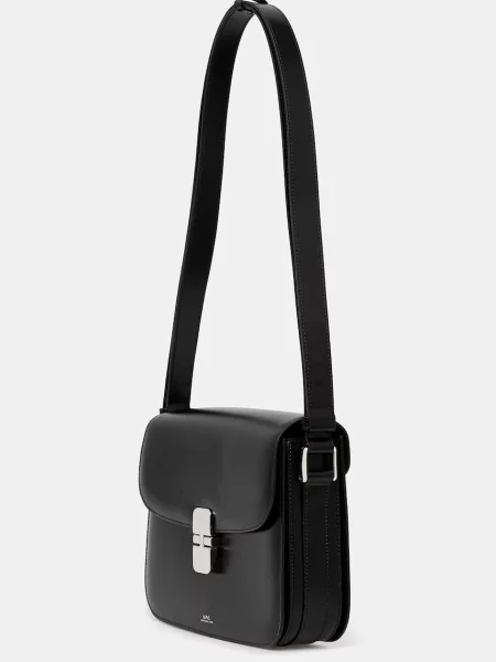 A.P.C. geantă de piele Sac Grace negru