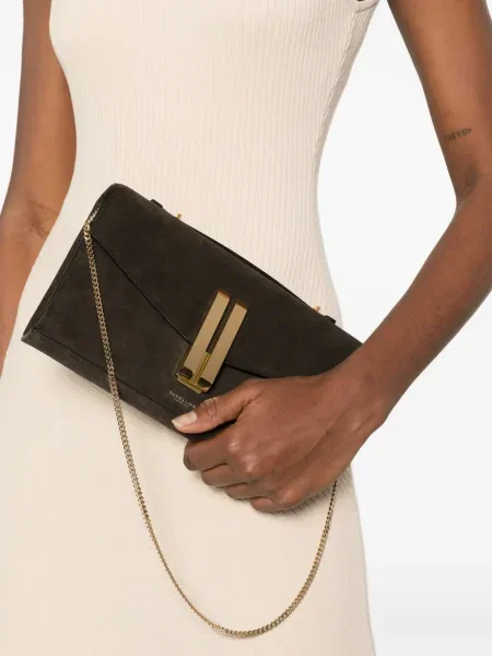Clutch Demellier σουέτ καφέ