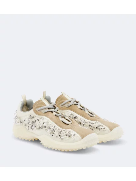 Sneakerși Miu Miu din piele de căprioară alb