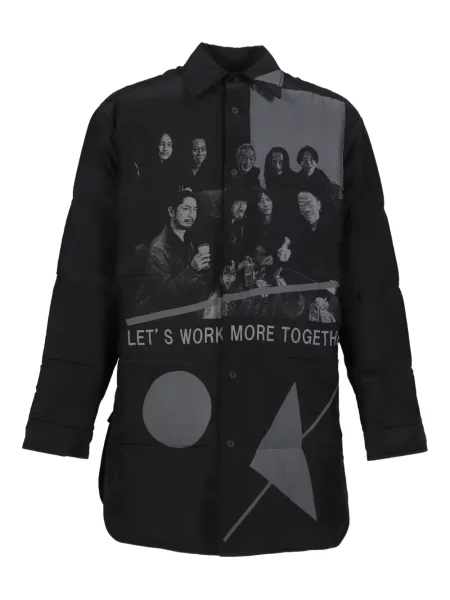 Grafic geacă Yohji Yamamoto cu imagine negru