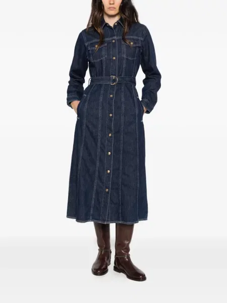 Cu centură rochie din denim Gant albastru