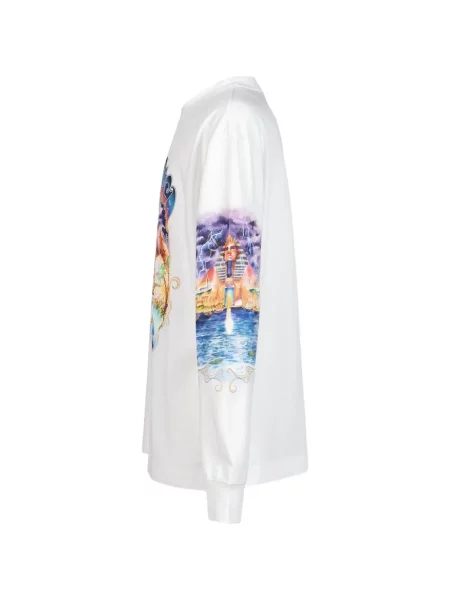 Lung tricou Casablanca cu imagine alb