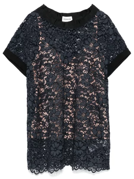 Tricou P.a.r.o.s.h. din dantelă albastru