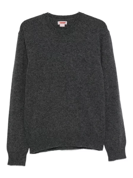Pulover Baracuta cu broderie cu decolteu rotund gri