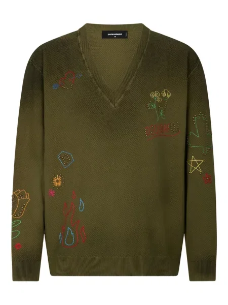 Pulover cu decolteu în v Dsquared2 cu decolteu în V verde