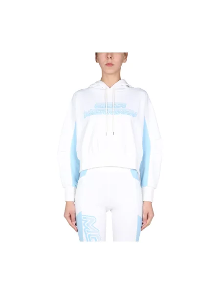 Bluza z kapturem Stella Mccartney z kapturem z nadrukiem z dżerseju biała