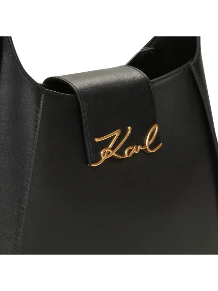Geanta de piele Karl Lagerfeld K/Signature negru