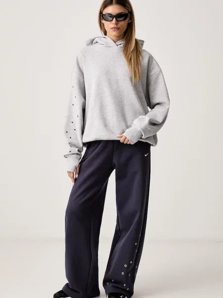 Флийс суичър с качулка Nike Sportswear с качулка сиво