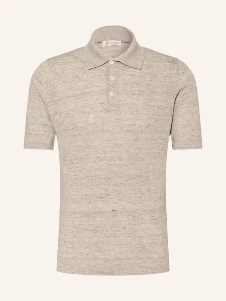 Brunello Cucinelli Dzianinowa Koszulka Polo O Regularnym Kroju beige beżowa