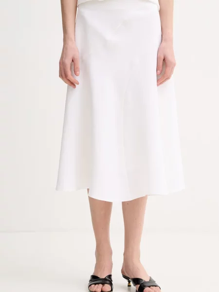 BOSS spódnica z lnem beżowa