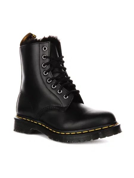 Botki Dr. Martens ze sztucznego futra czarne