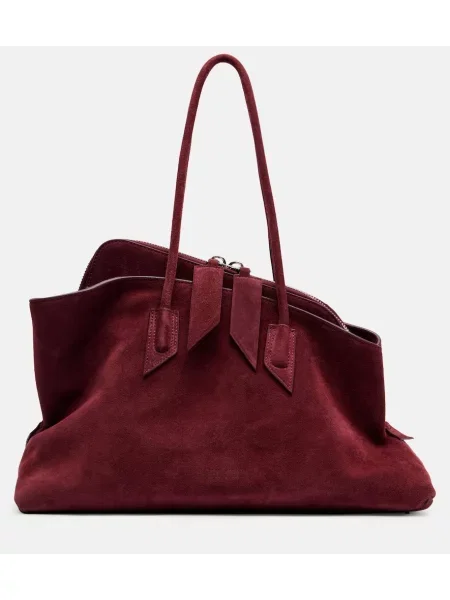 Geantă The Attico din piele de căprioară bordo