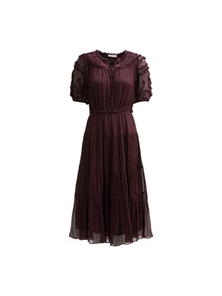 Sukienka midi Ulla Johnson do kolan garniturowa brązowa