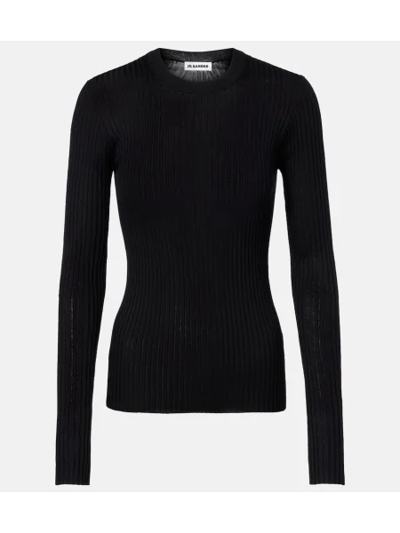 Pulover Jil Sander de mătase negru