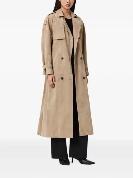 Велурен двуреден тренчкот Allsaints