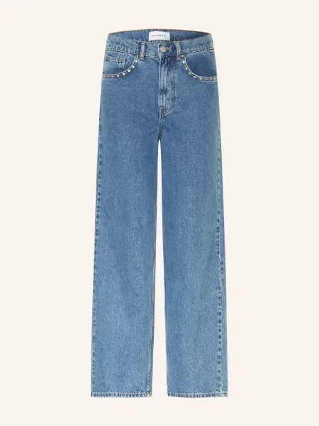 Oh April Rovné Džíny Jutta S Cvočky denim mid blue modré