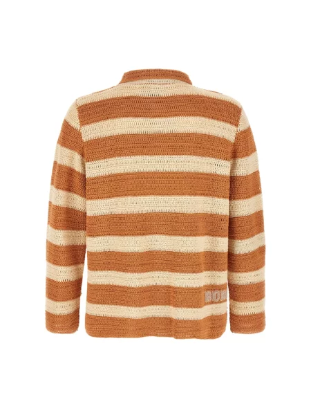 Dzianinowy sweter Bode w paski pomarańczowy