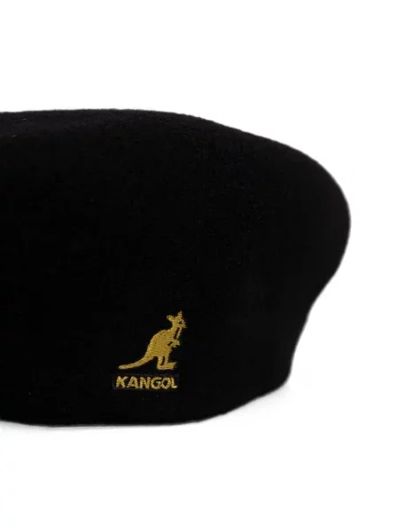 Вълнена шапка Kangol бродирана без ток черно